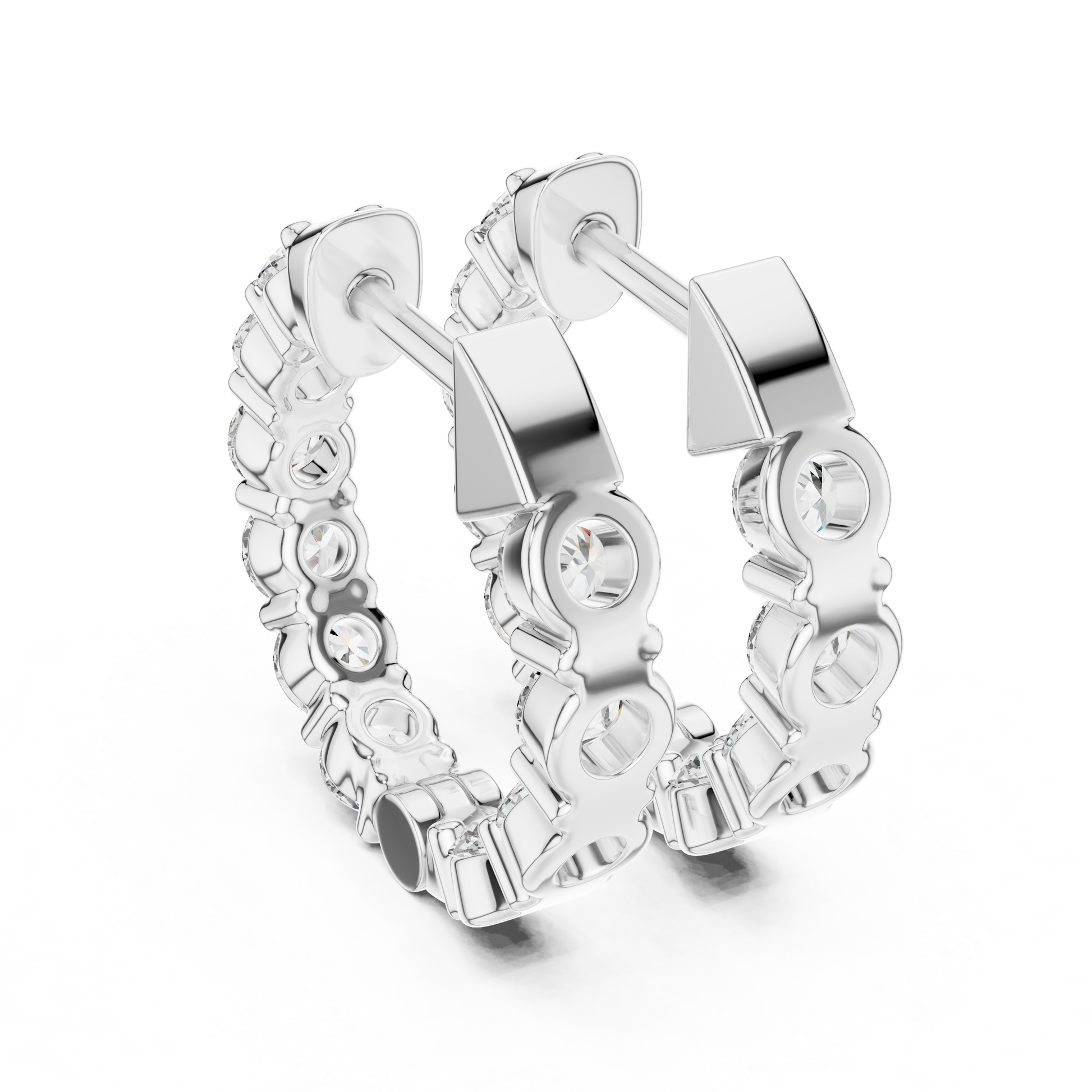 Round Cut Lab Grown Diamond Hoop Earrings in Platinum