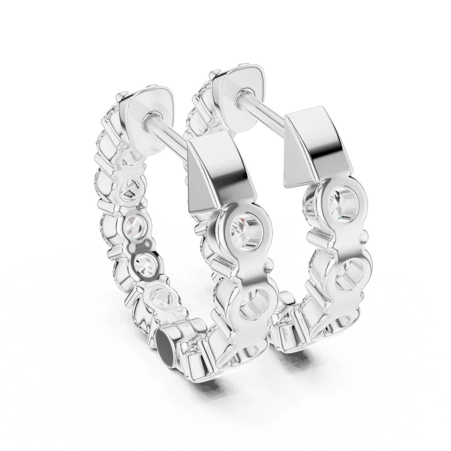 Round Cut Lab Grown Diamond Hoop Earrings in Silver