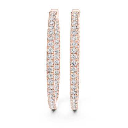 Round Cut Lab Grown Diamond Hoop Earrings in Rose Gold