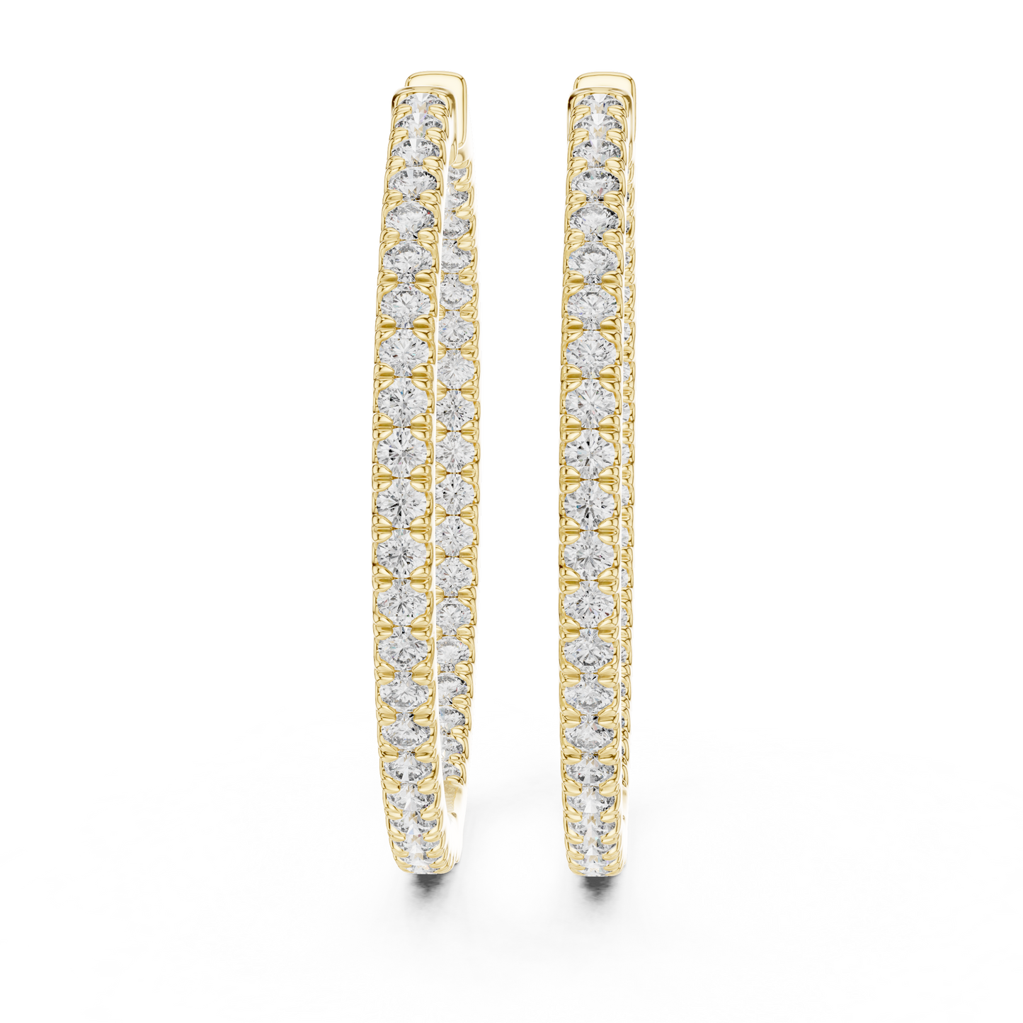 Round Cut Lab Grown Diamond Hoop Earrings in Yellow Gold