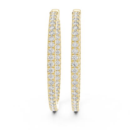 Round Cut Lab Grown Diamond Hoop Earrings in Yellow Gold