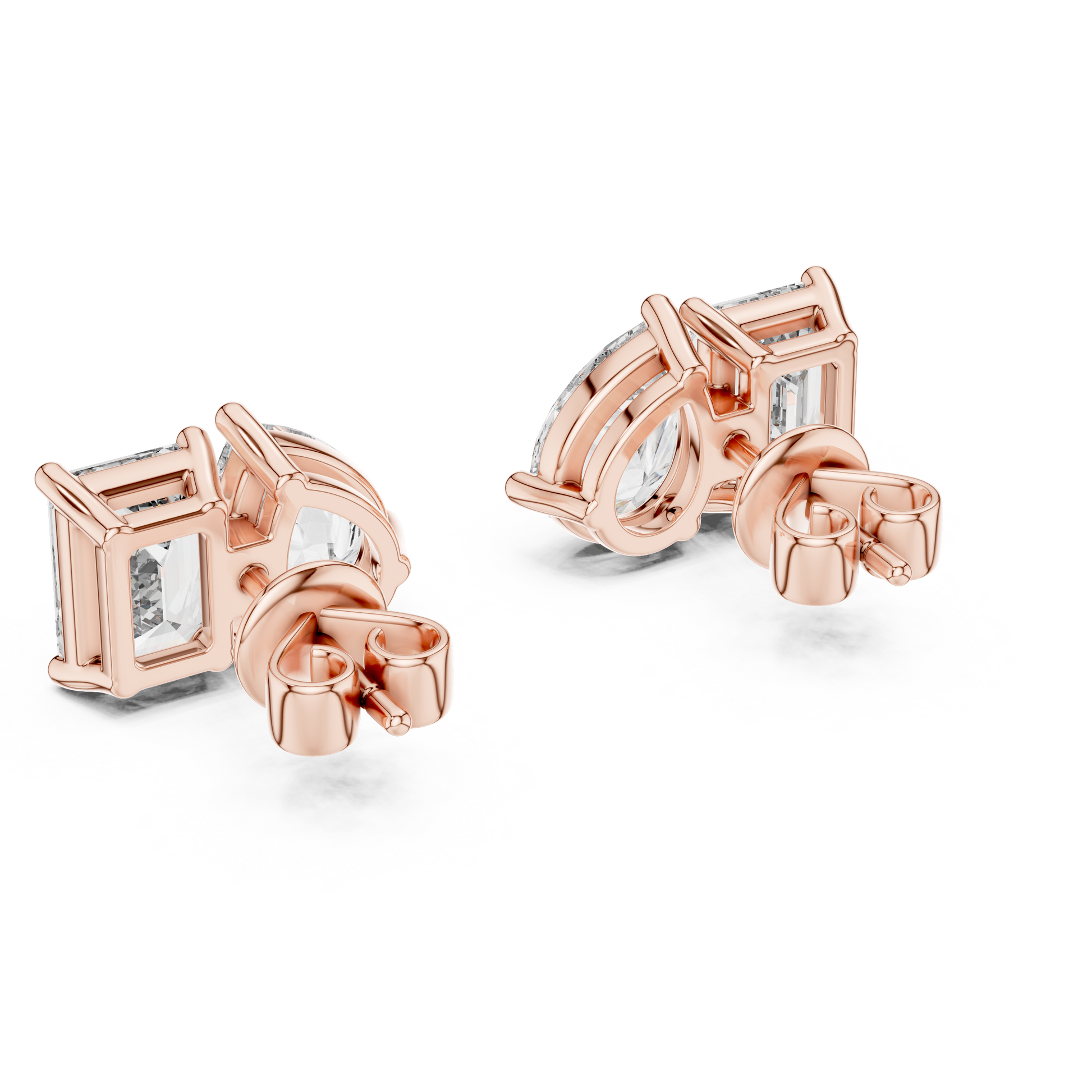 Juno Emerald Oval Cut Lab Grown Diamond Stud Earrings in Rose Gold