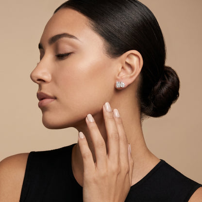 Juno Emerald Oval Cut Lab Grown Diamond Stud Earrings in Rose Gold