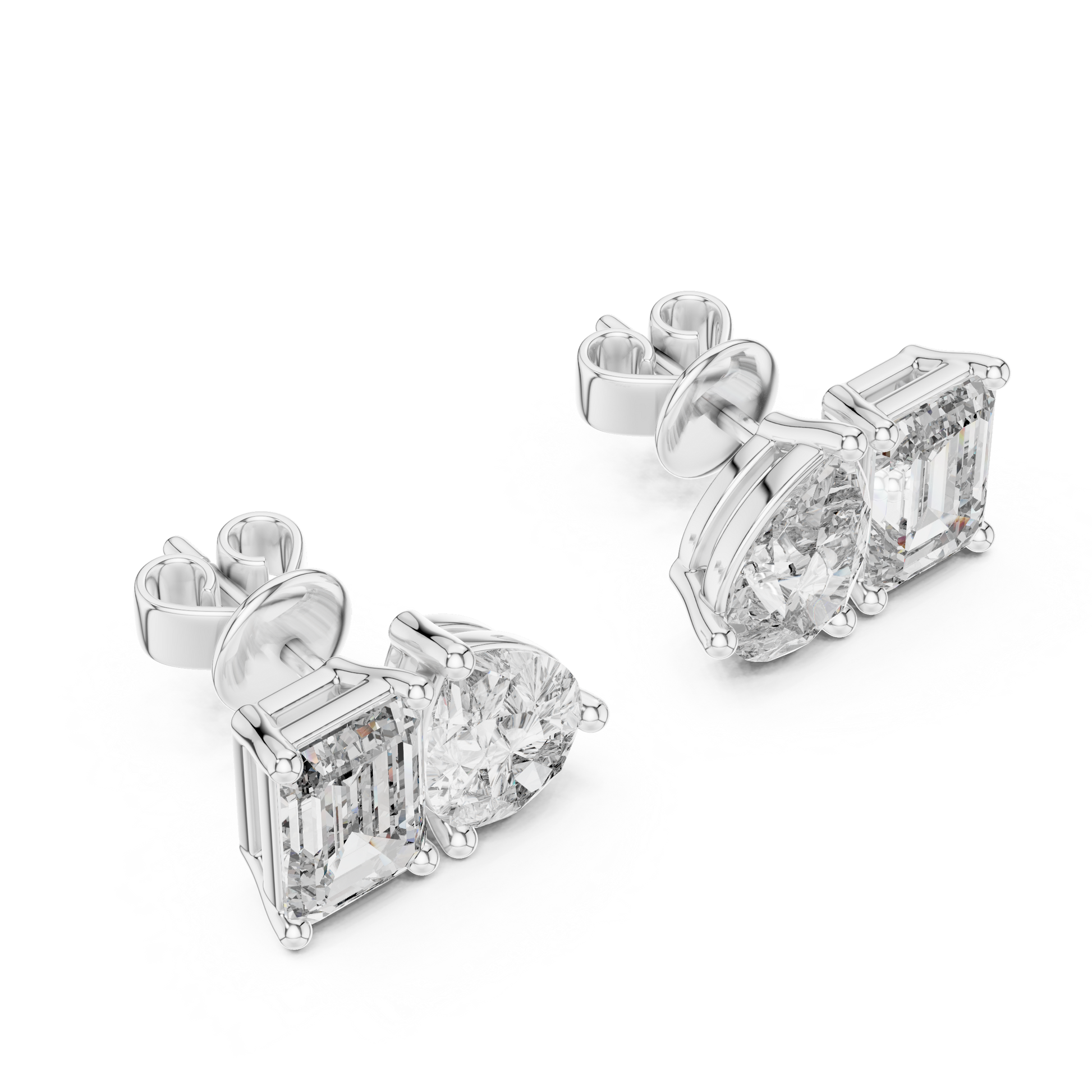 Juno Emerald Oval Cut Lab Grown Diamond Stud Earrings in Silver
