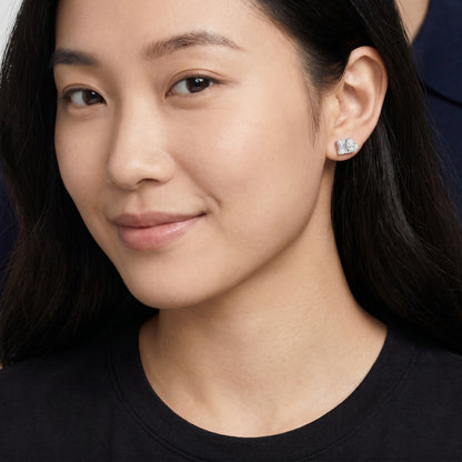 Juno Emerald Oval Cut Lab Grown Diamond Stud Earrings in White Gold