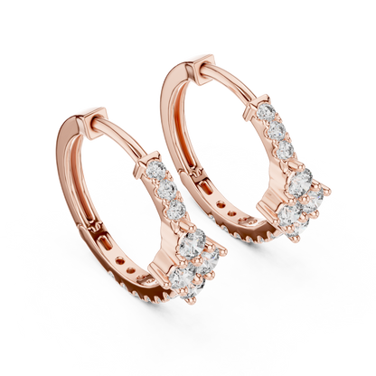 Round Cut Lab Grown Diamond Hoop Earrings in Rose Gold