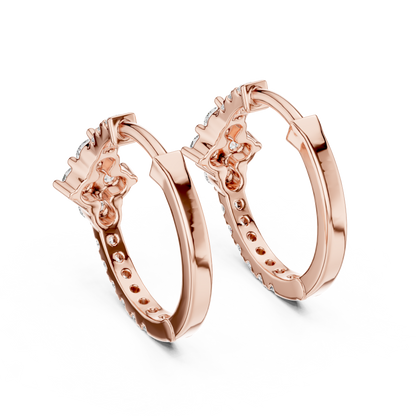 Round Cut Lab Grown Diamond Hoop Earrings in Rose Gold