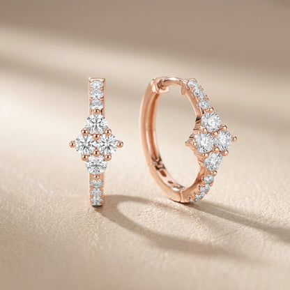 Round Cut Lab Grown Diamond Hoop Earrings in Rose Gold