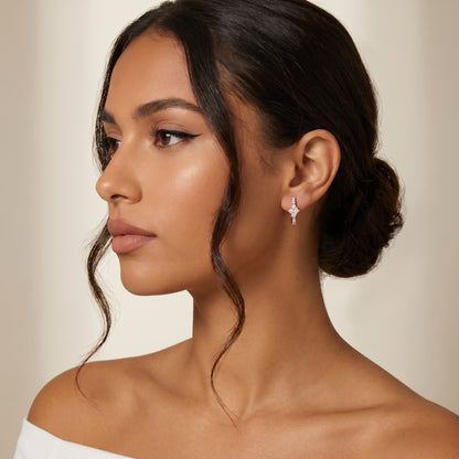 Round Cut Lab Grown Diamond Hoop Earrings in Rose Gold