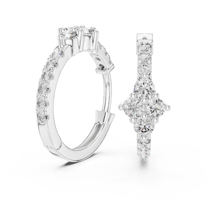 Round Cut Lab Grown Diamond Hoop Earrings in Platinum