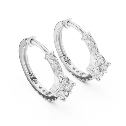 Round Cut Lab Grown Diamond Hoop Earrings in White Gold