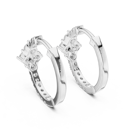 Round Cut Lab Grown Diamond Hoop Earrings in Platinum