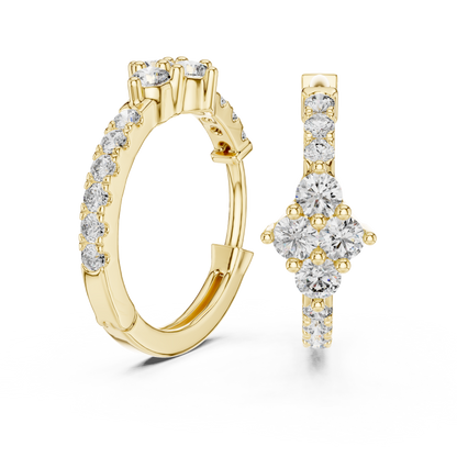 Round Cut Lab Grown Diamond Hoop Earrings in Yellow Gold