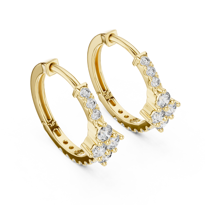 Round Cut Lab Grown Diamond Hoop Earrings in Yellow Gold