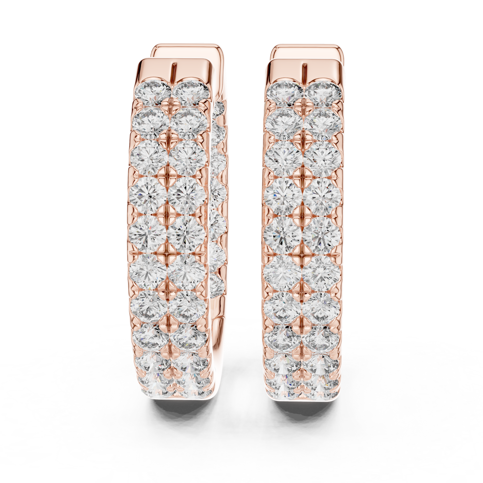 Round Cut Lab Grown Diamond Hoop Earrings in Rose Gold