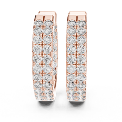 Round Cut Lab Grown Diamond Hoop Earrings in Rose Gold