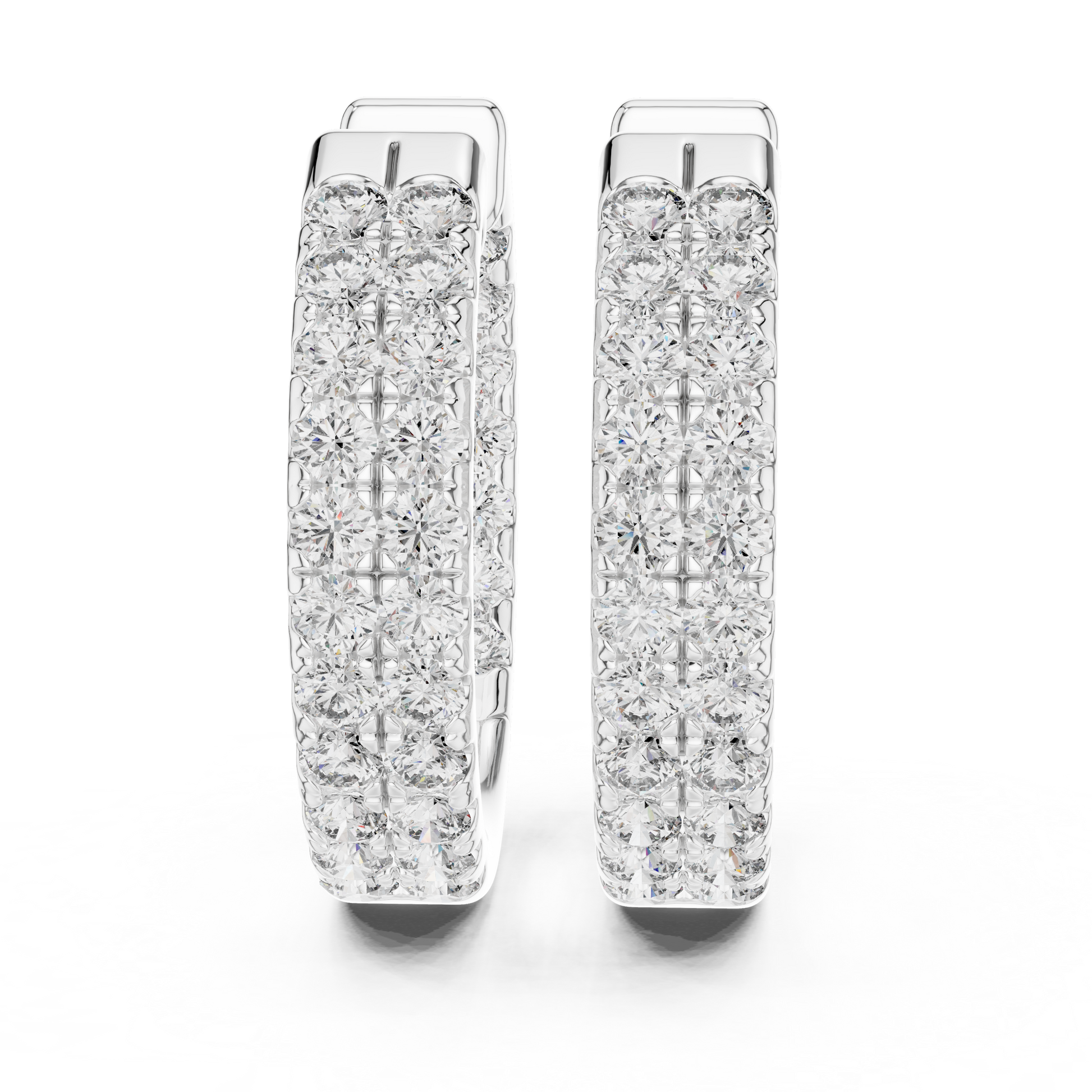 Round Cut Lab Grown Diamond Hoop Earrings in Silver