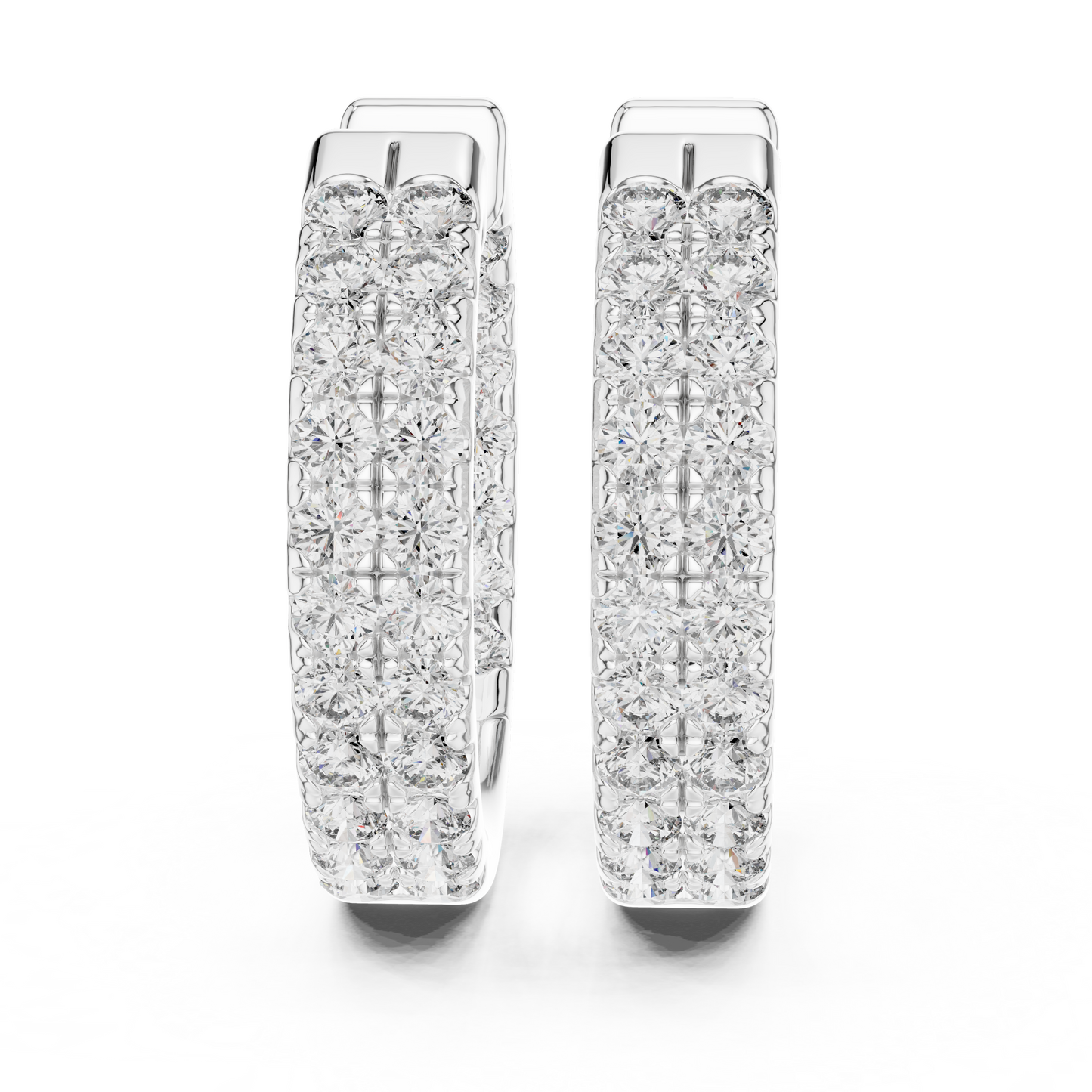 Round Cut Lab Grown Diamond Hoop Earrings in Platinum