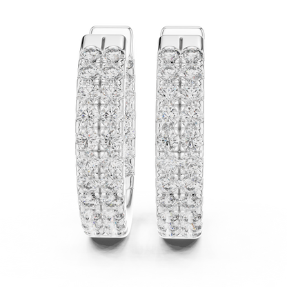 Round Cut Lab Grown Diamond Hoop Earrings in Platinum