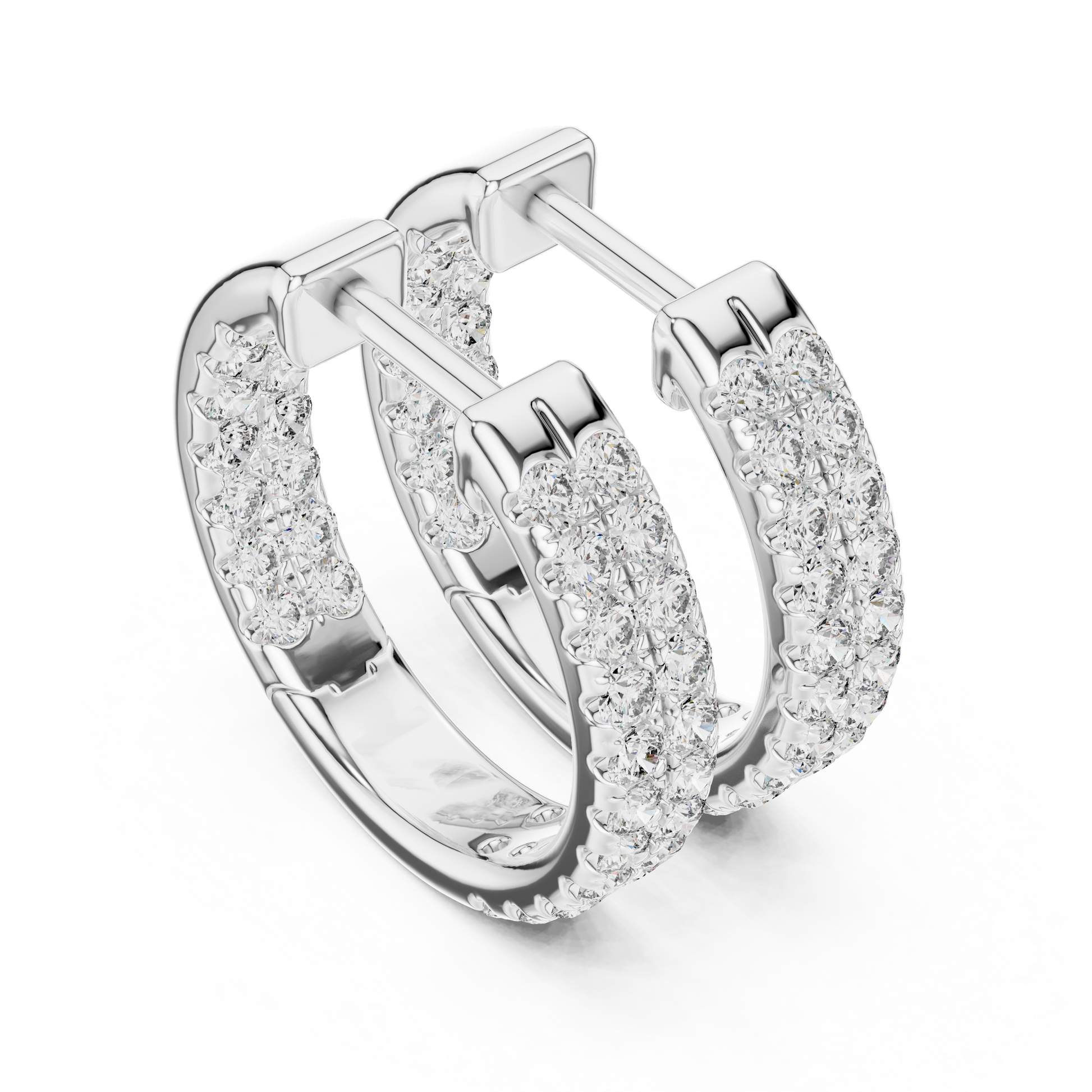 Round Cut Lab Grown Diamond Hoop Earrings in Platinum