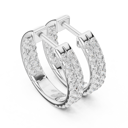 Round Cut Lab Grown Diamond Hoop Earrings in Silver