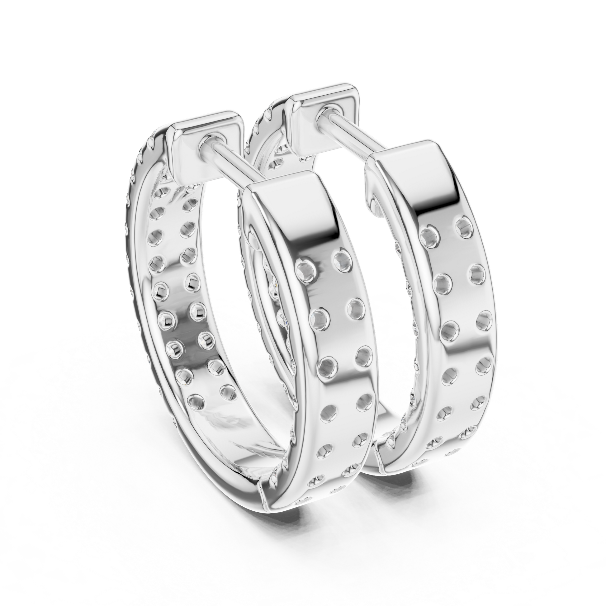Round Cut Lab Grown Diamond Hoop Earrings in Silver