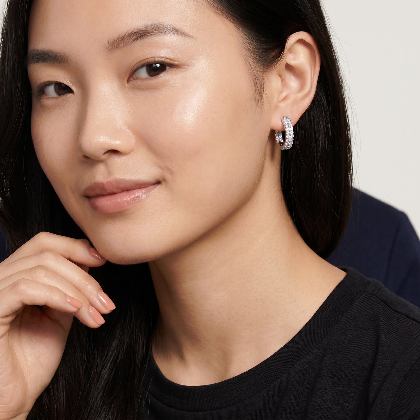 Round Cut Lab Grown Diamond Hoop Earrings in White Gold