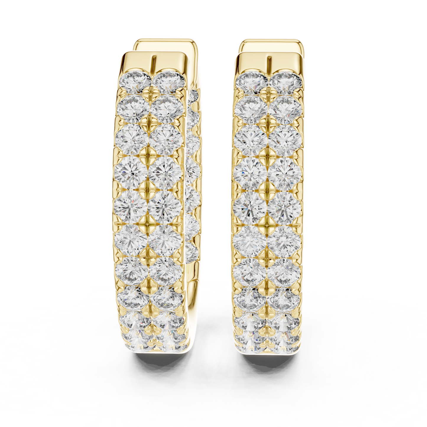 Round Cut Lab Grown Diamond Hoop Earrings in Yellow Gold