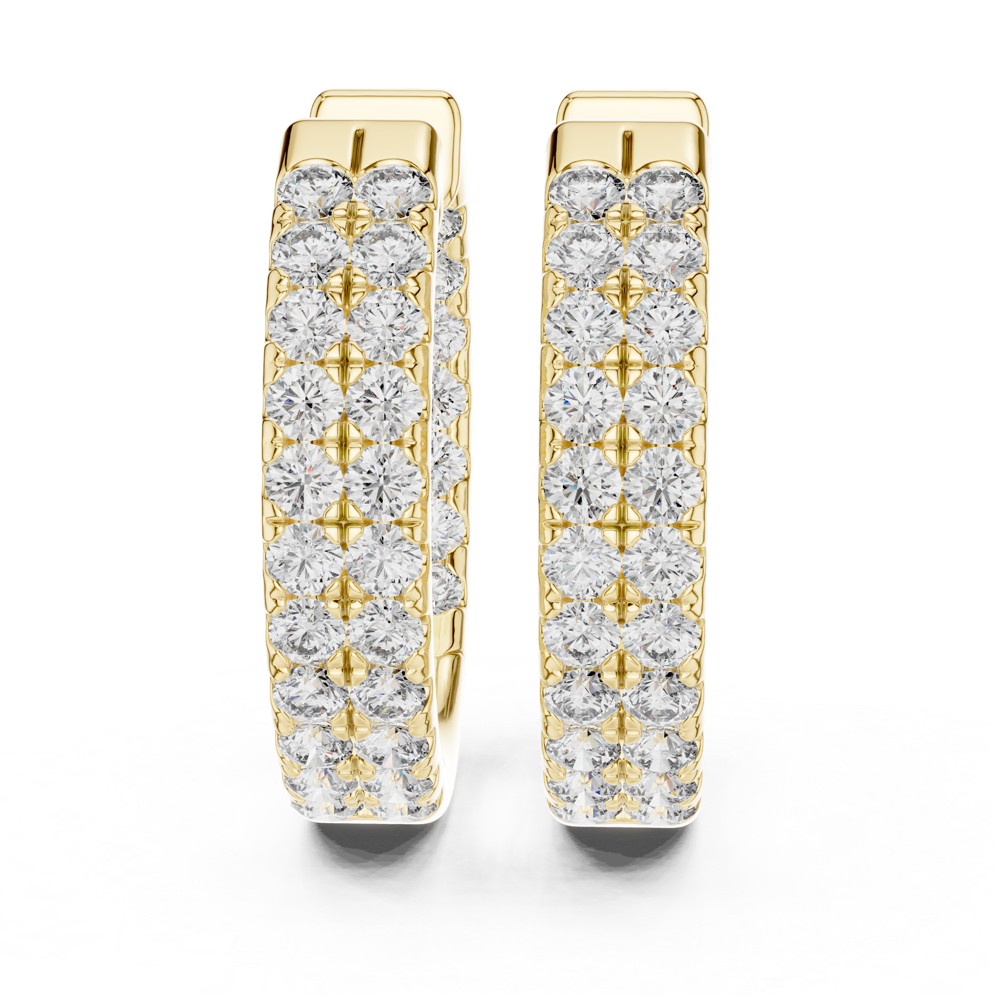 Round Cut Lab Grown Diamond Hoop Earrings in Yellow Gold