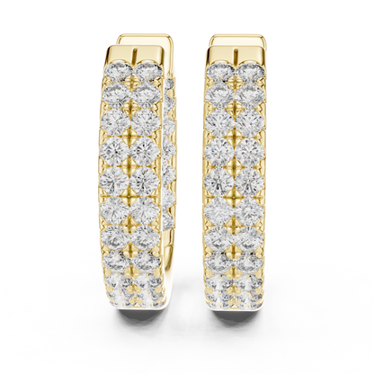Round Cut Lab Grown Diamond Hoop Earrings in Yellow Gold