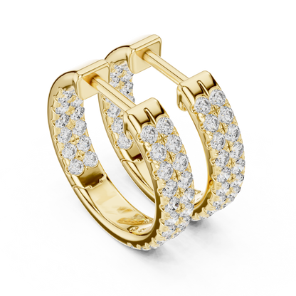Round Cut Lab Grown Diamond Hoop Earrings in Yellow Gold