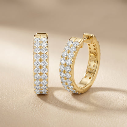 Round Cut Lab Grown Diamond Hoop Earrings in Yellow Gold