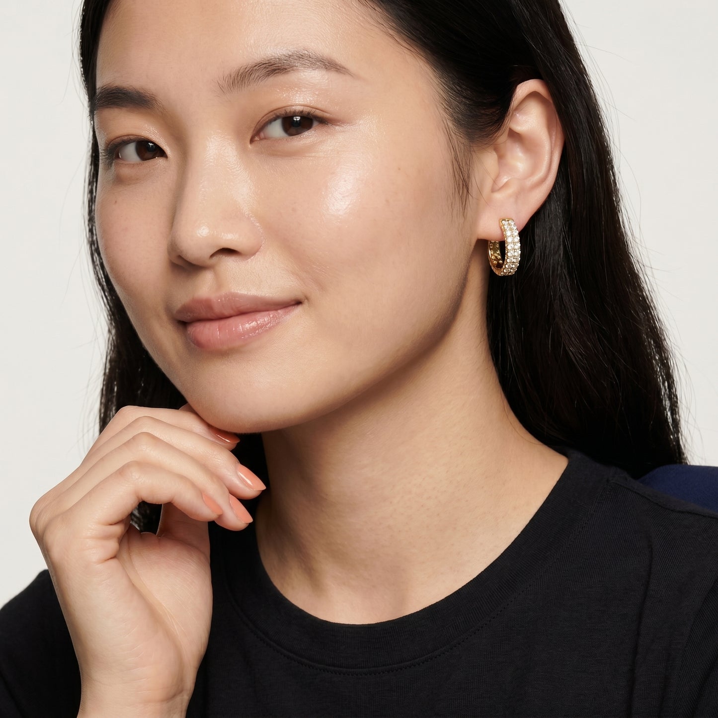 Round Cut Lab Grown Diamond Hoop Earrings in Yellow Gold