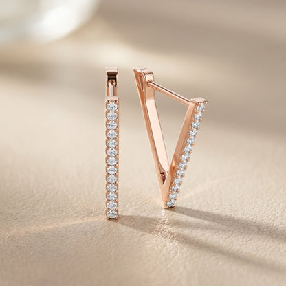 Round Cut Lab Grown Diamond Hoop Earrings in Rose Gold