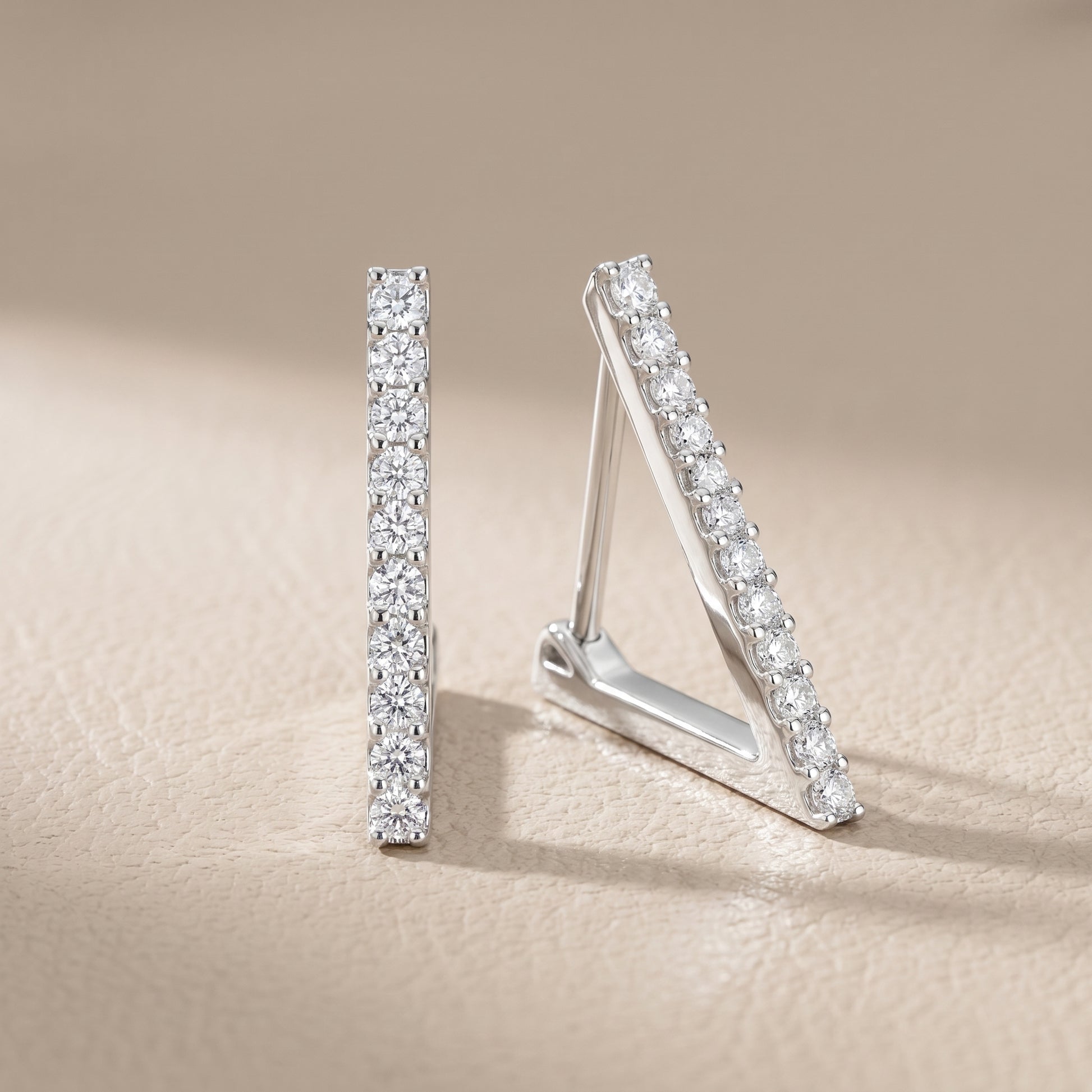 Round Cut Lab Grown Diamond Hoop Earrings in Platinum