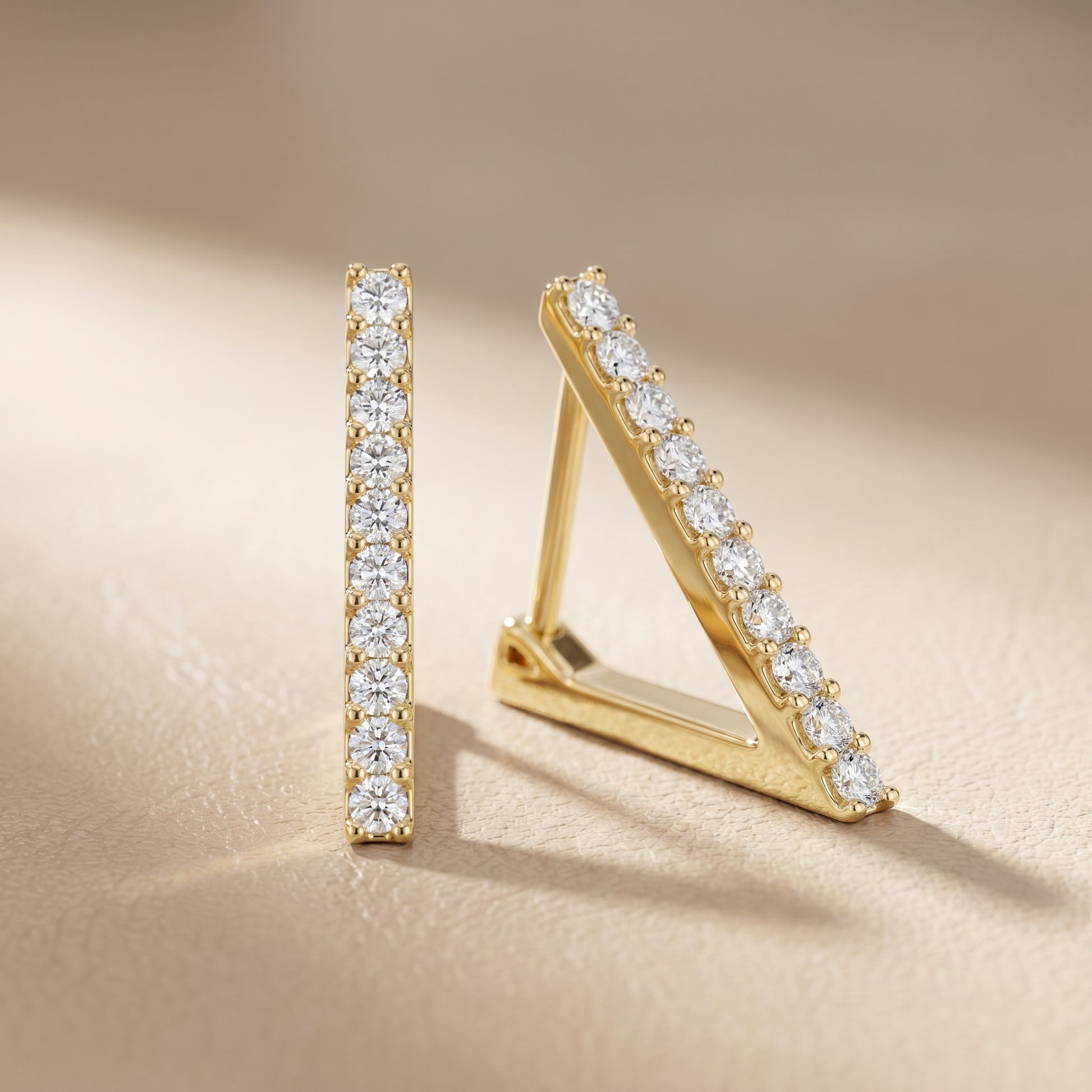 Round Cut Lab Grown Diamond Hoop Earrings in Yellow Gold