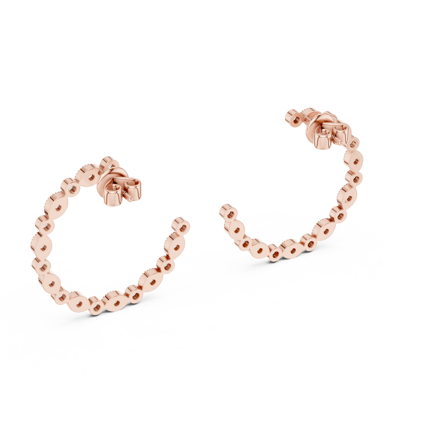 Round Cut Lab Grown Diamond Hoop Earrings in Rose Gold