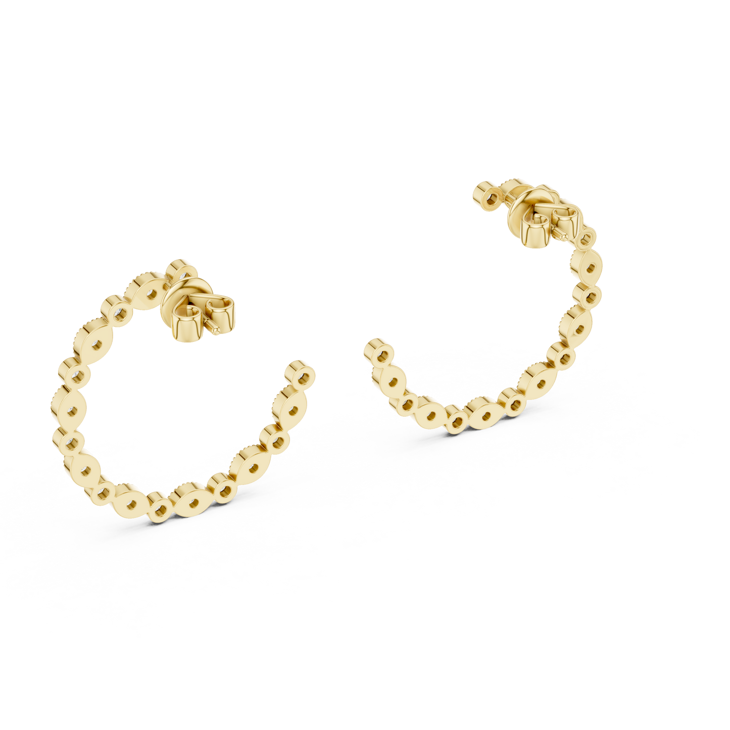 Round Cut Lab Grown Diamond Hoop Earrings in Yellow Gold