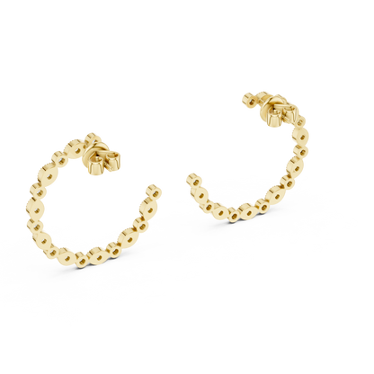 Round Cut Lab Grown Diamond Hoop Earrings in Yellow Gold