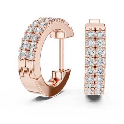 Round Cut Lab Grown Diamond Hoop Earrings in Rose Gold