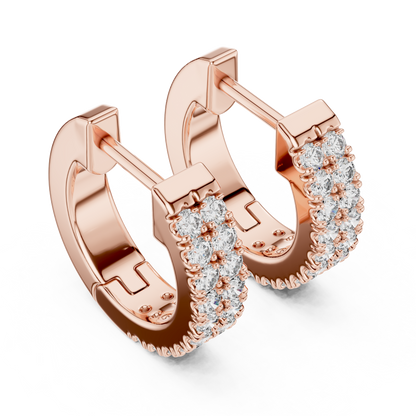 Round Cut Lab Grown Diamond Hoop Earrings in Rose Gold