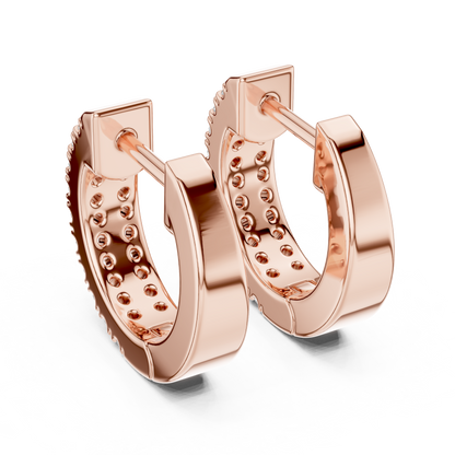 Round Cut Lab Grown Diamond Hoop Earrings in Rose Gold