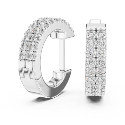 Round Cut Lab Grown Diamond Hoop Earrings in Platinum