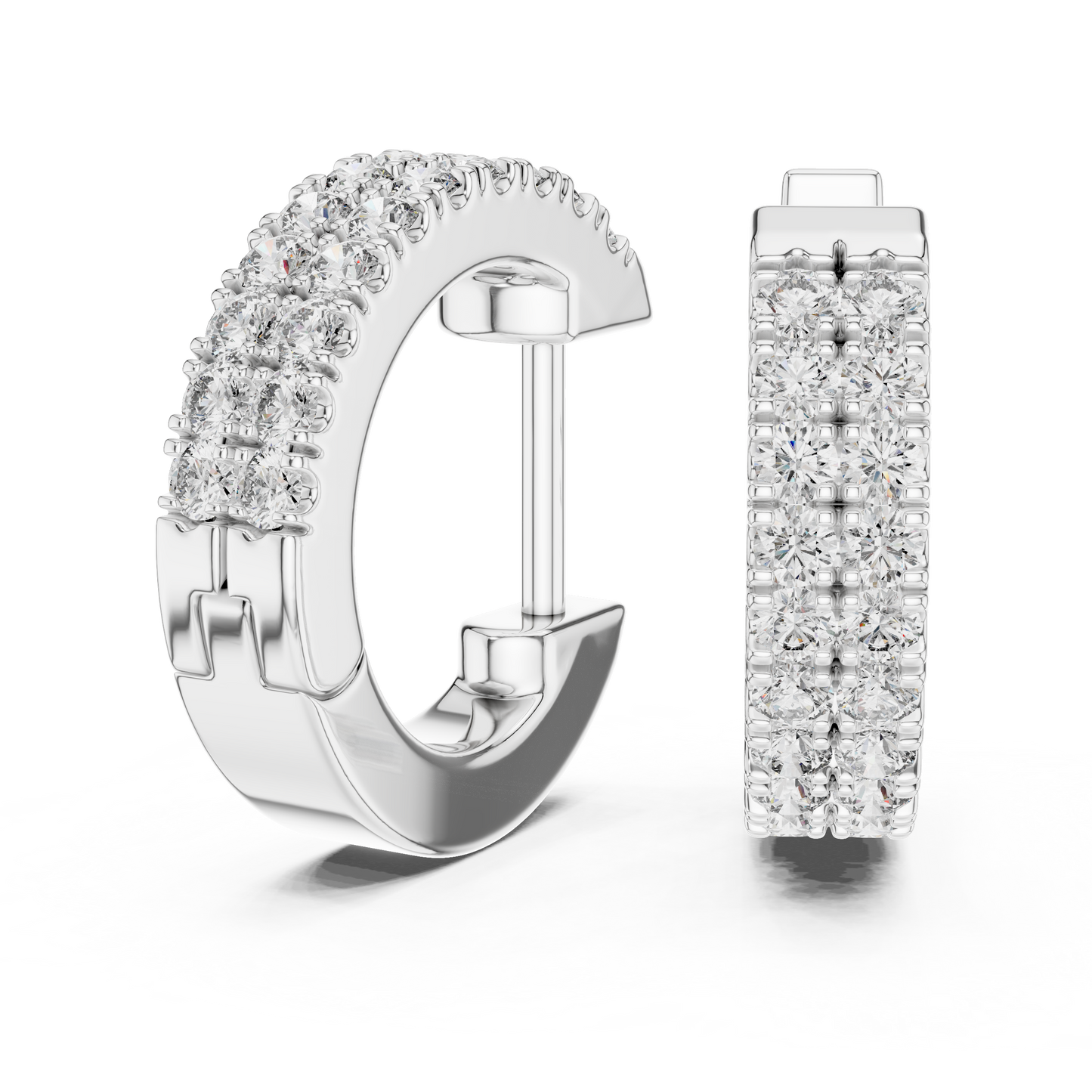 Round Cut Lab Grown Diamond Hoop Earrings in Silver