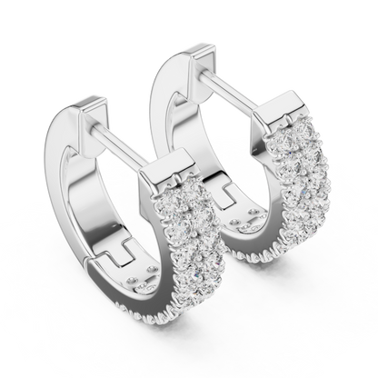 Round Cut Lab Grown Diamond Hoop Earrings in White Gold