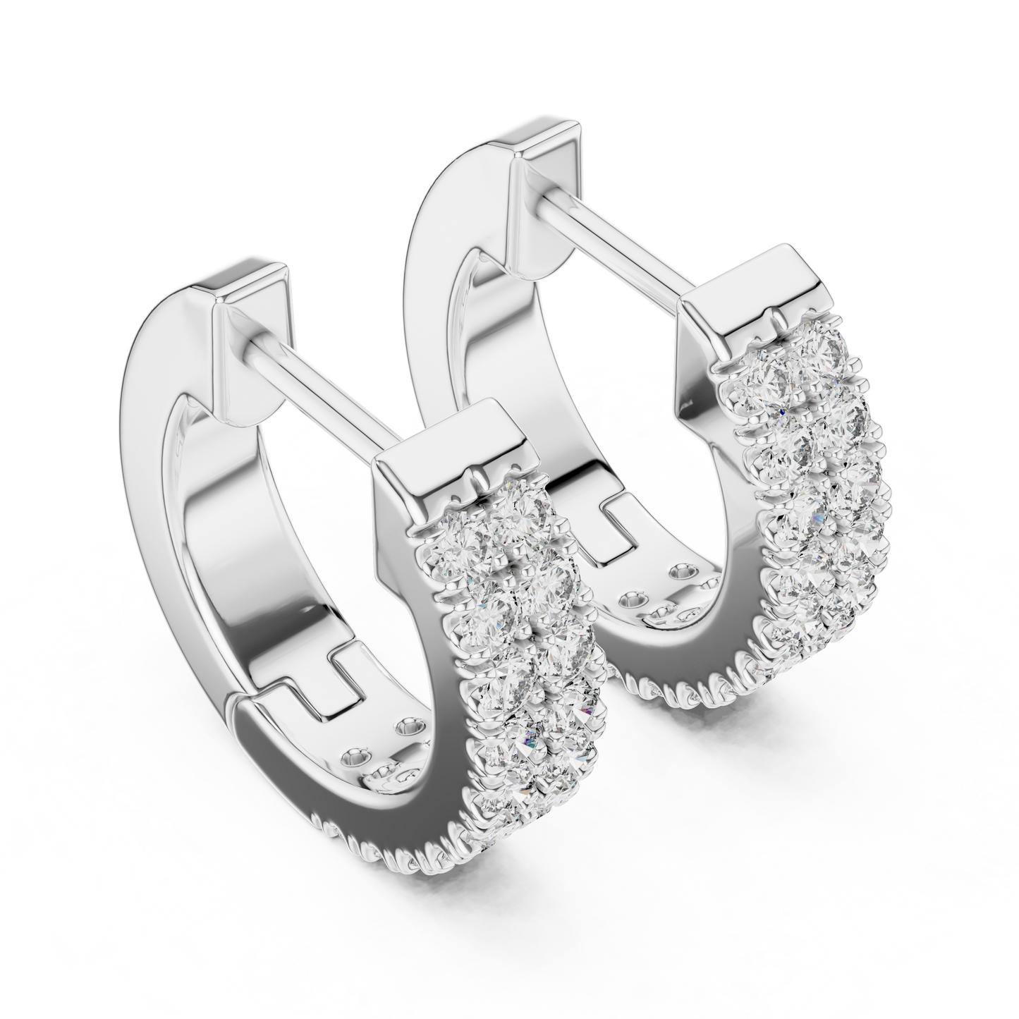 Round Cut Lab Grown Diamond Hoop Earrings in Silver