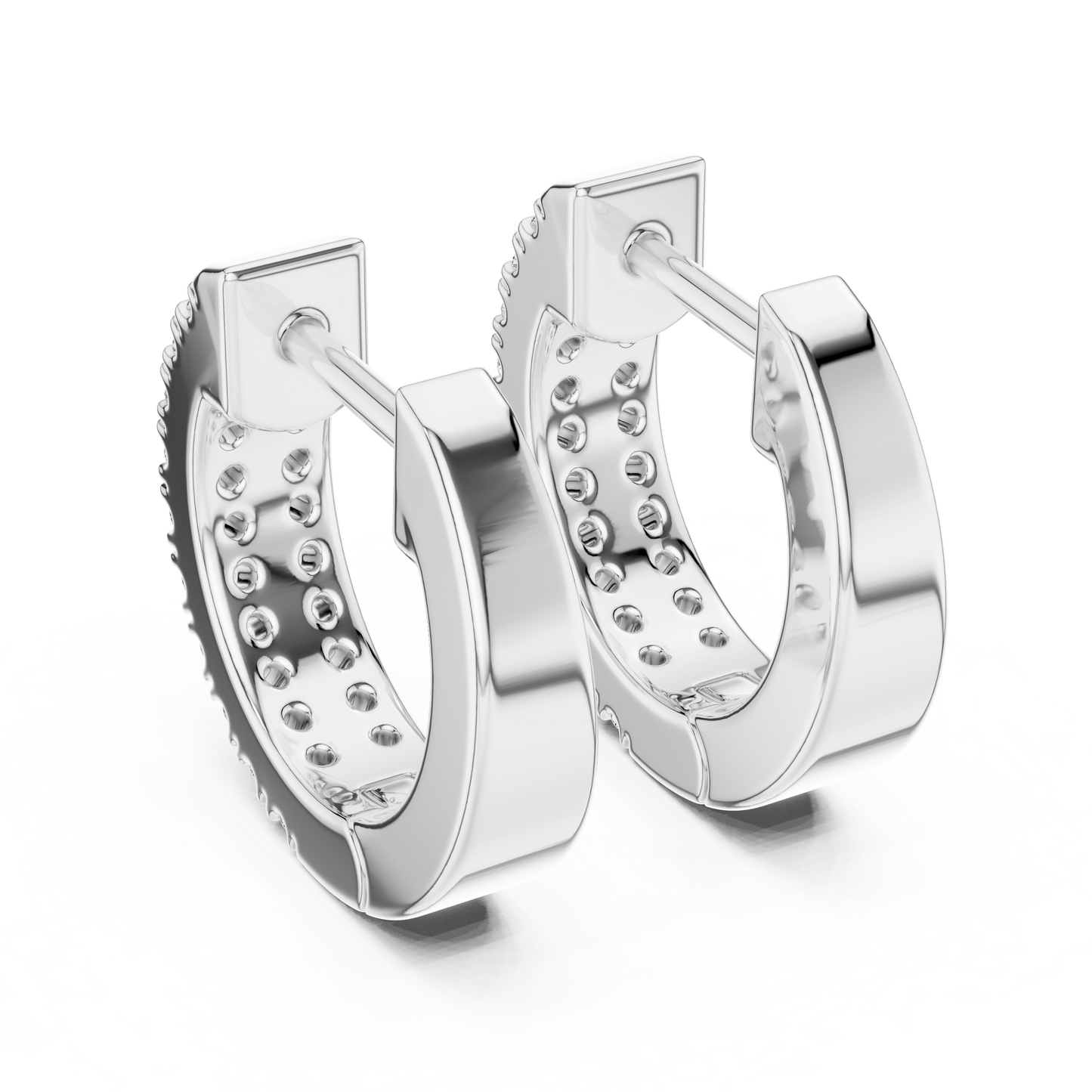 Round Cut Lab Grown Diamond Hoop Earrings in White Gold