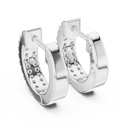 Round Cut Lab Grown Diamond Hoop Earrings in Platinum