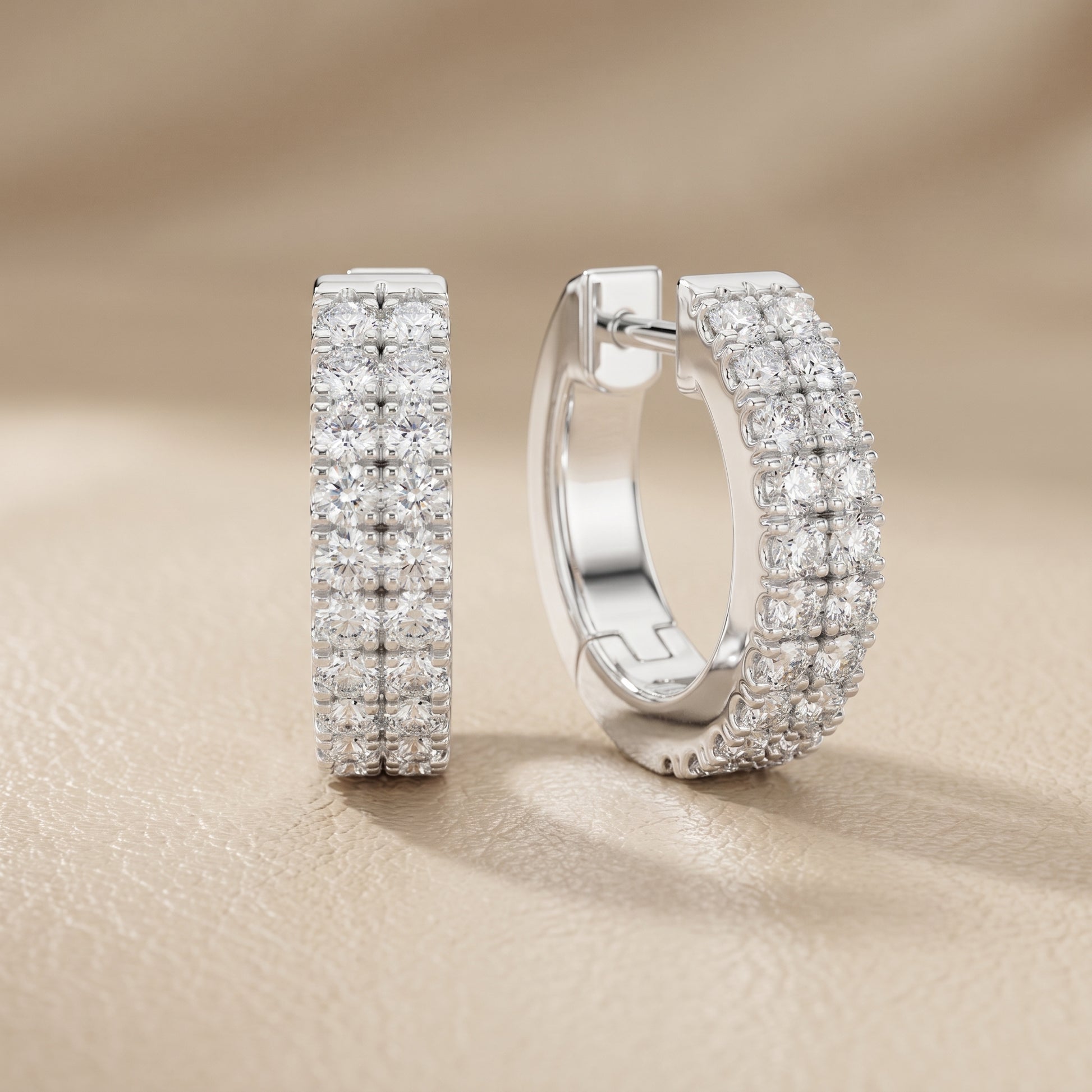 Round Cut Lab Grown Diamond Hoop Earrings in White Gold