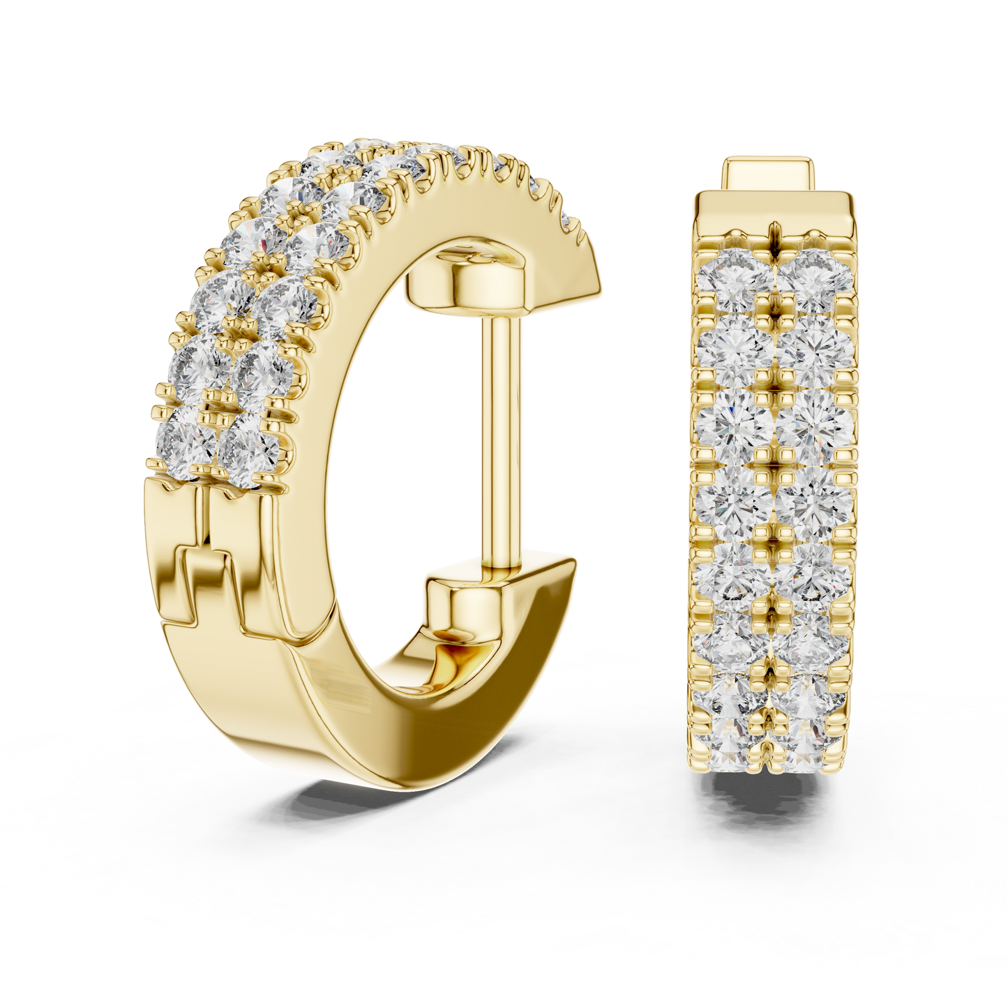 Round Cut Lab Grown Diamond Hoop Earrings in Yellow Gold
